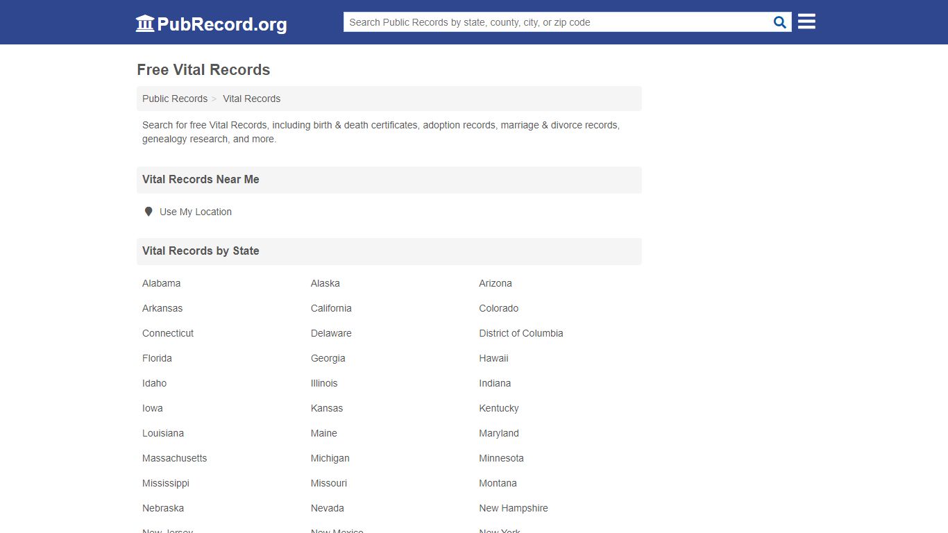 Free Vital Records - PubRecord.org